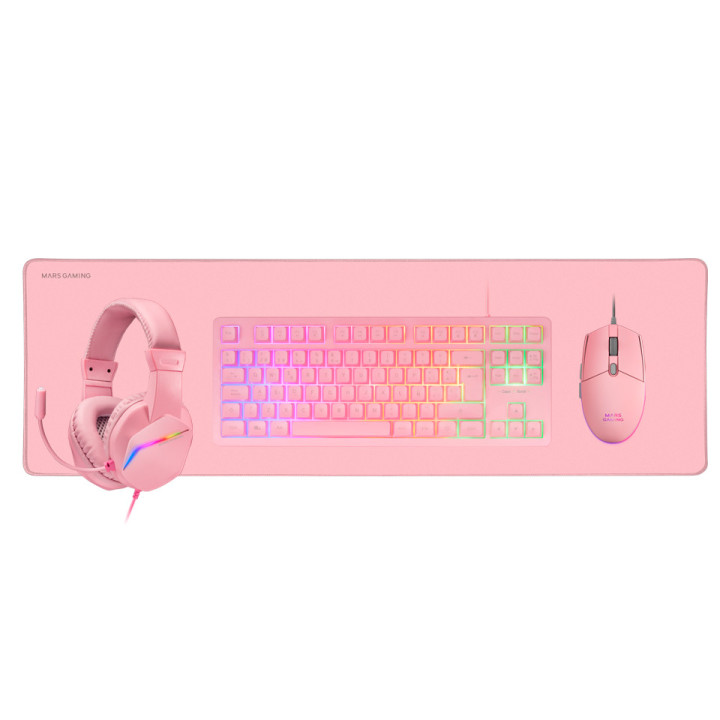 Mars Gaming MCP-RGB3P teclado Rato incluído Jogos USB QWERTY Português Rosa