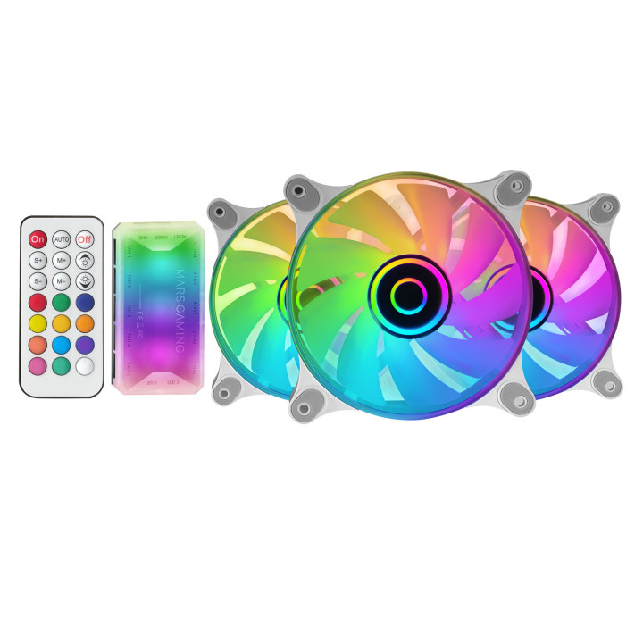 Mars Gaming MF3DKITW Sistema de Arrefecimento de Computador Caixa de computador Ventoinha 12 cm Branco 3 unidade(s)