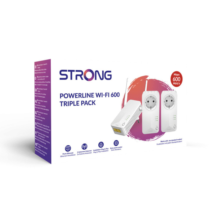 Strong Powerline WiFi 600 Triple Pack V2 600 Mbit s Ethernet LAN Wi-Fi Branco 3 unidade(s)