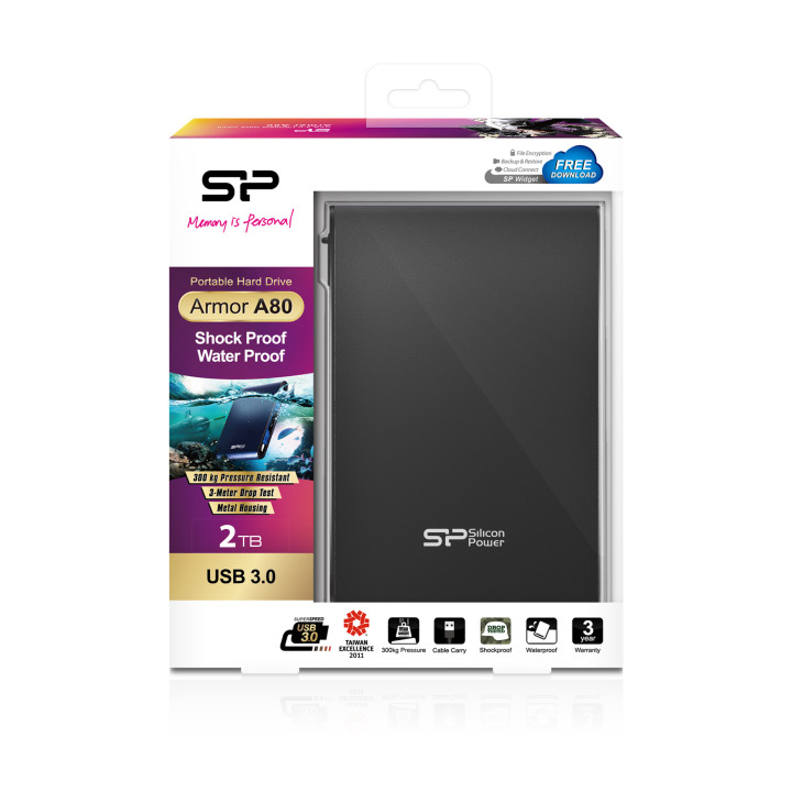 Silicon Power Armor A80 disco externo 2 TB 2.5" USB Type-A 3.2 Gen 1 (3.1 Gen 1) Preto