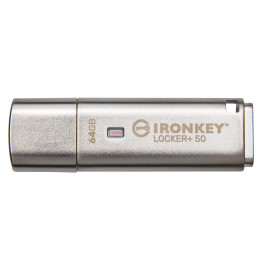 Kingston Technology IronKey Locker+ 50 unidade de memória USB 64 GB USB Type-A 3.2 Gen 1 (3.1 Gen 1) Prateado