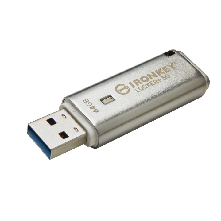 Kingston Technology IronKey Locker+ 50 unidade de memória USB 64 GB USB Type-A 3.2 Gen 1 (3.1 Gen 1) Prateado