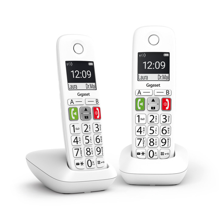 Gigaset E290 Duo Telefone analógico DECT Identificação de chamadas Branco