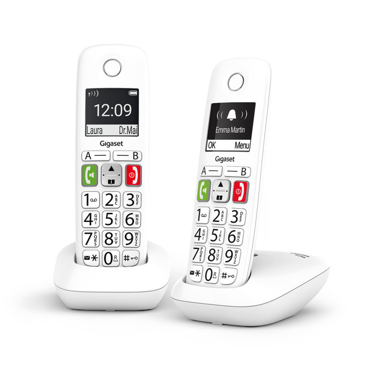 Gigaset E290 Duo Telefone analógico DECT Identificação de chamadas Branco