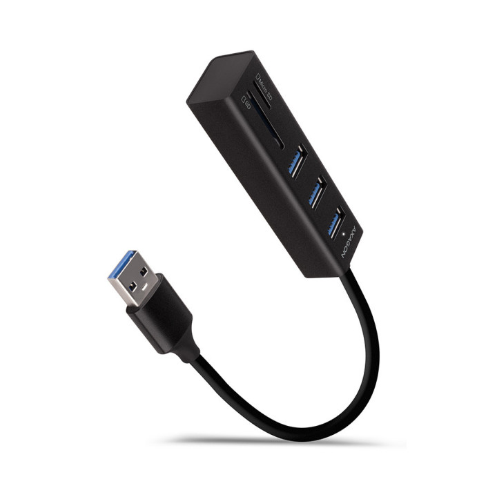 Axagon HMA-CR3A base & duplicador de portas USB 3.2 Gen 1 (3.1 Gen 1) Type-A Preto