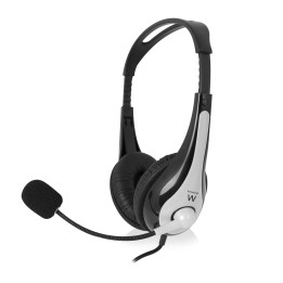 Ewent EW3565 auscultador Auscultadores Com fios Fita de cabeça Chamadas Música USB Type-A Preto, Branco