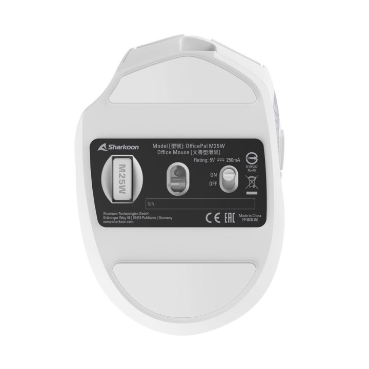 Sharkoon OfficePal M25W rato Jogos Mão direita RF Wireless + USB Type-C Ótico 4000 DPI