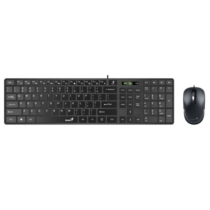 Teclado + Rato Genius Computer Technology SlimStar C126 USB QWERTY Preto