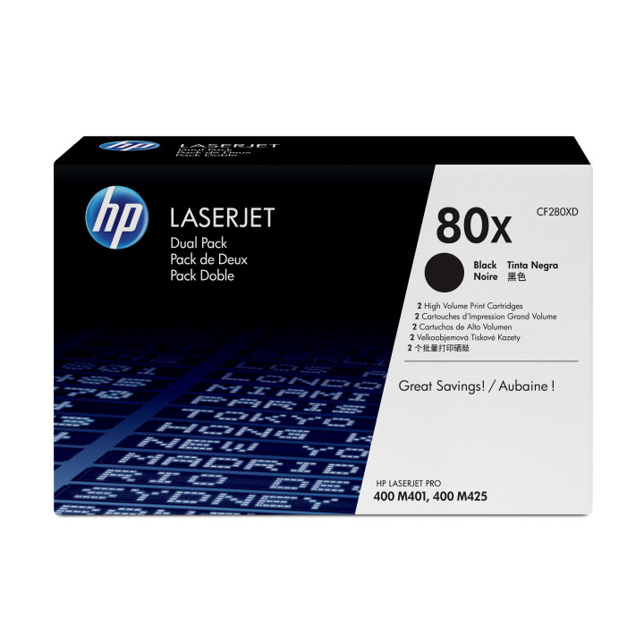 HP Conjunto Duplo de Toner LaserJet Original 80X Preto de elevado rendimento