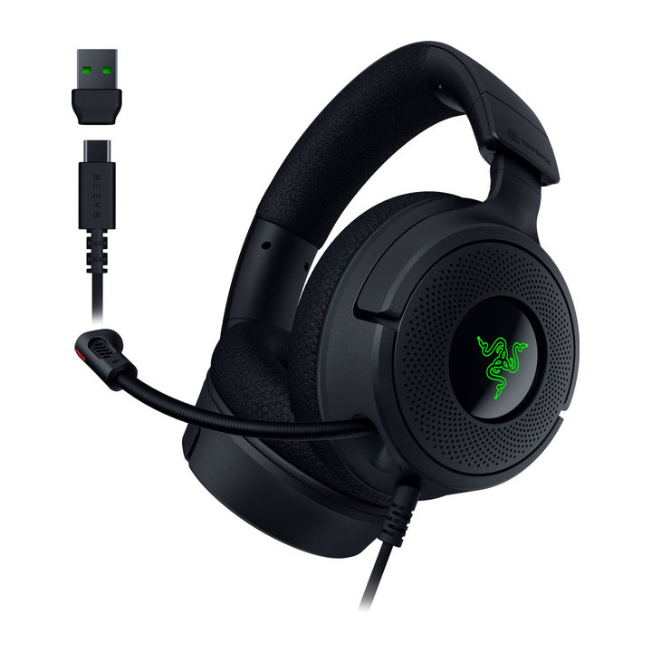 Razer Kraken V4 X Auscultadores Com fios Fita de cabeça Jogos USB Type-C   USB Type-A Preto