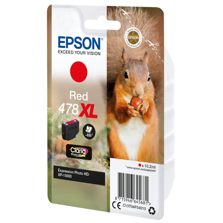 Epson Squirrel Singlepack Red 478XL Claria Photo HD Ink tinteiro 1 unidade(s) Original Rendimento alto (XL) Vermelho