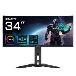 GIGABYTE MO34WQC2 monitor de ecrã 86,4 cm (34") 3440 x 1440 pixels Wide Quad HD OLED Preto