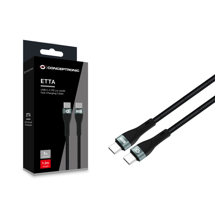 Conceptronic ETTA01B12 cabo USB USB 2.0 1,2 m USB C Preto
