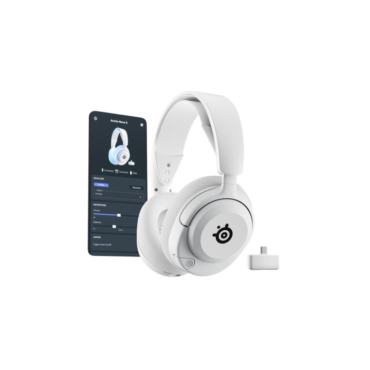Steelseries Arctis Nova 5P Wireless Auscultadores Sem fios Fita de cabeça Jogos USB Type-C Bluetooth Branco