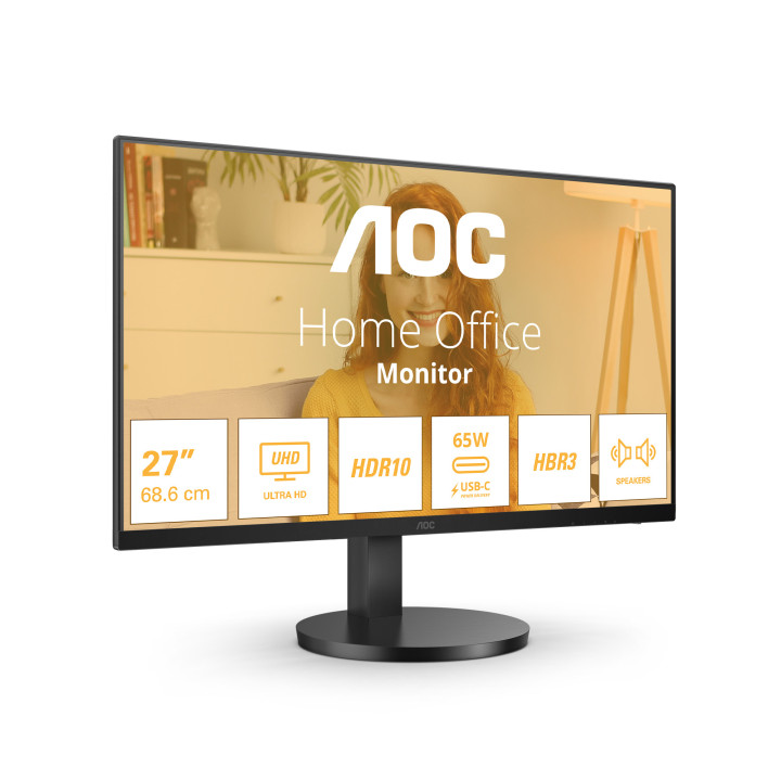 AOC B3 U27B3CF monitor de ecrã 68,6 cm (27") 3840 x 2160 pixels 4K Ultra HD LCD Preto