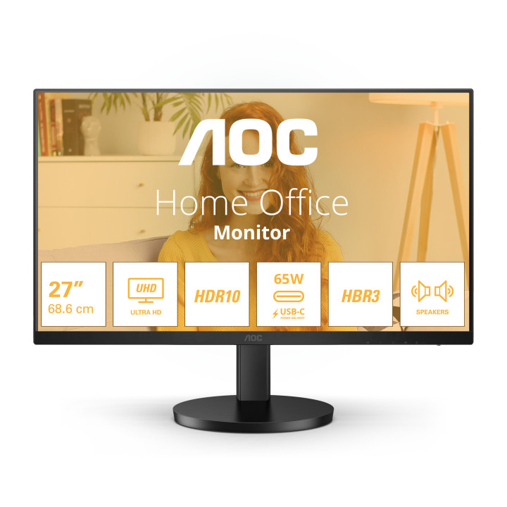 AOC B3 U27B3CF monitor de ecrã 68,6 cm (27") 3840 x 2160 pixels 4K Ultra HD LCD Preto
