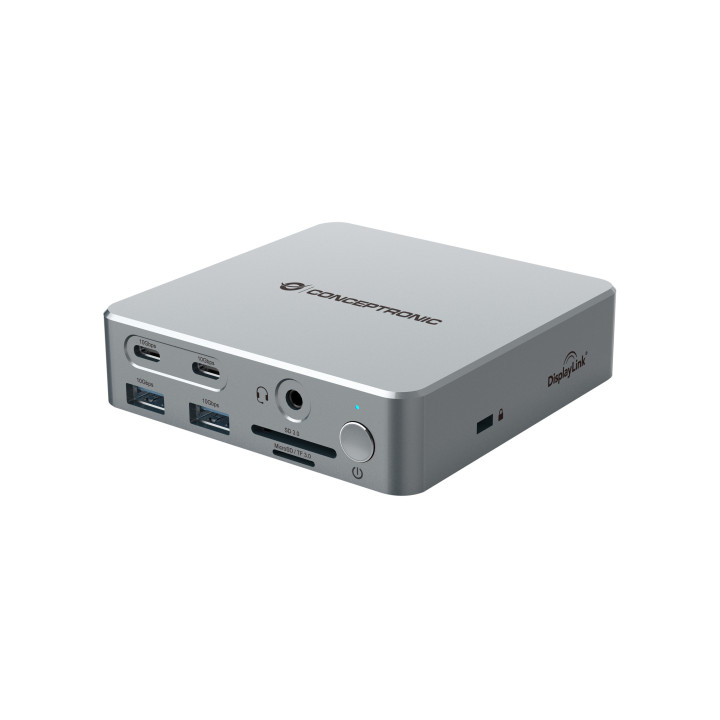 Conceptronic DONN25G base & duplicador de portas Com fios USB 3.2 Gen 2 (3.1 Gen 2) Type-C Prateado
