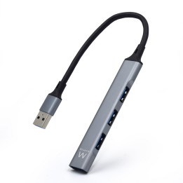 Ewent EW1144 hub de interface USB 3.2 Gen 1 (3.1 Gen 1) Type-A 5000 Mbit s Cinzento, Prateado