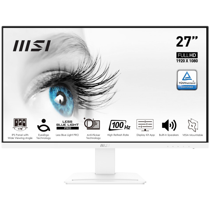 MSI Pro MP273AW monitor de ecrã 68,6 cm (27") 1920 x 1080 pixels Full HD LED Branco