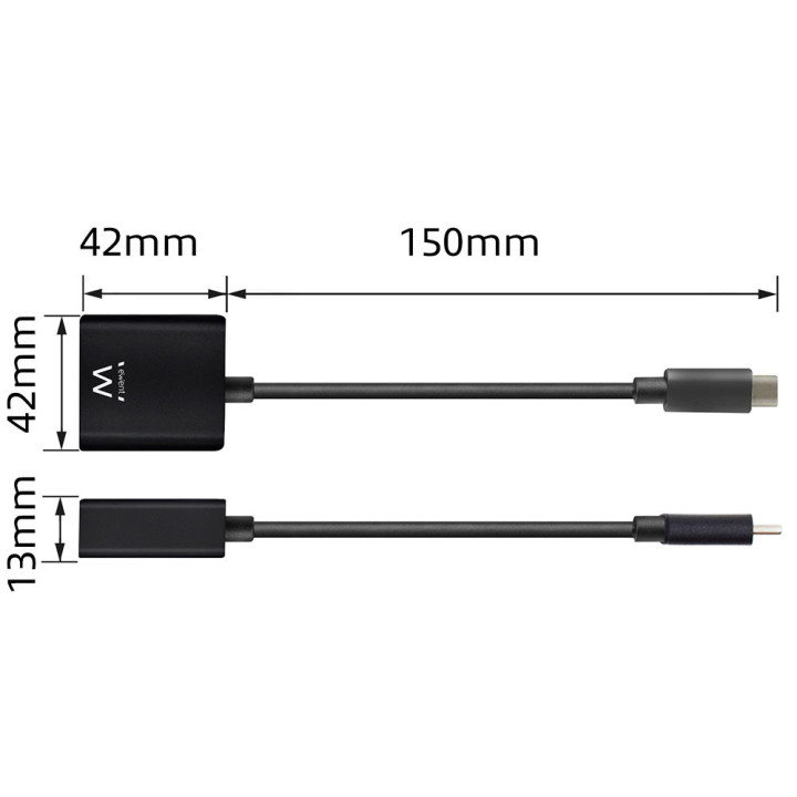 Ewent EW9825 adaptador de cabo de vídeo 0,15 m USB Type-C DisplayPort Preto
