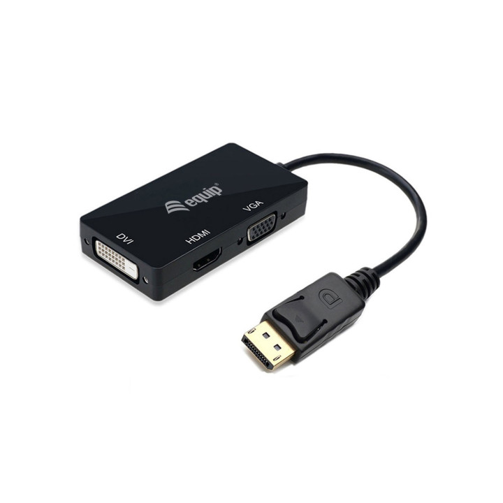 Equip 133441 adaptador de cabo de vídeo 0,24 m DisplayPort DVI-D + VGA (D-Sub) + HDMI Preto