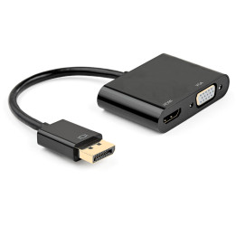 Ewent EC1457 adaptador de cabo de vídeo DisplayPort HDMI + VGA (D-Sub) Preto