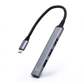 Ewent EW1145 hub de interface USB 3.2 Gen 1 (3.1 Gen 1) Type-C 5000 Mbit s Cinzento, Prateado