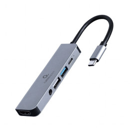 Gembird A-CM-COMBO5-02 base & duplicador de portas Com fios USB 3.2 Gen 1 (3.1 Gen 1) Type-C Prateado