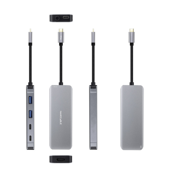 Nanocable 10.16.1006 base & duplicador de portas Com fios USB 3.2 Gen 1 (3.1 Gen 1) Type-C Cinzento