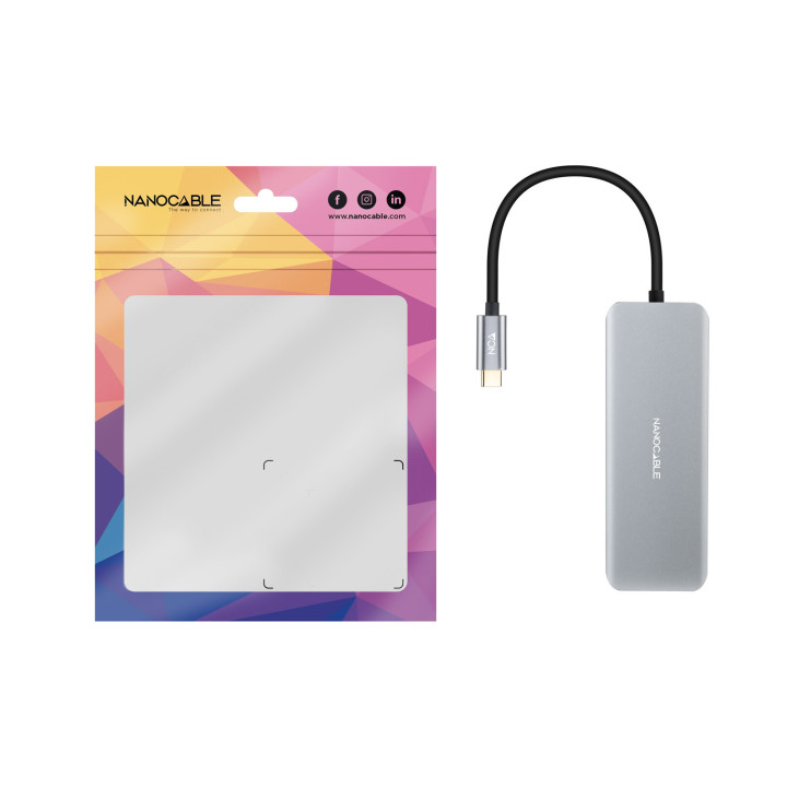 Nanocable 10.16.1006 base & duplicador de portas Com fios USB 3.2 Gen 1 (3.1 Gen 1) Type-C Cinzento