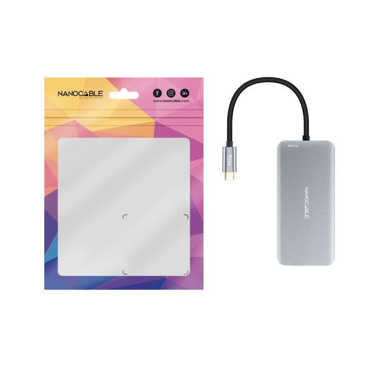 Nanocable 10.16.1009 base & duplicador de portas Com fios USB 3.2 Gen 1 (3.1 Gen 1) Type-C Cinzento