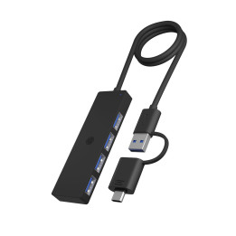 ICY BOX IB-HUB1424-C3 USB 3.2 Gen 1 (3.1 Gen 1) Type-A + Type-C 5000 Mbit s Preto