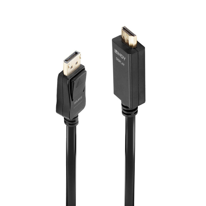 Lindy 36922 adaptador de cabo de vídeo 2 m DisplayPort HDMI Type A (Standard) Preto