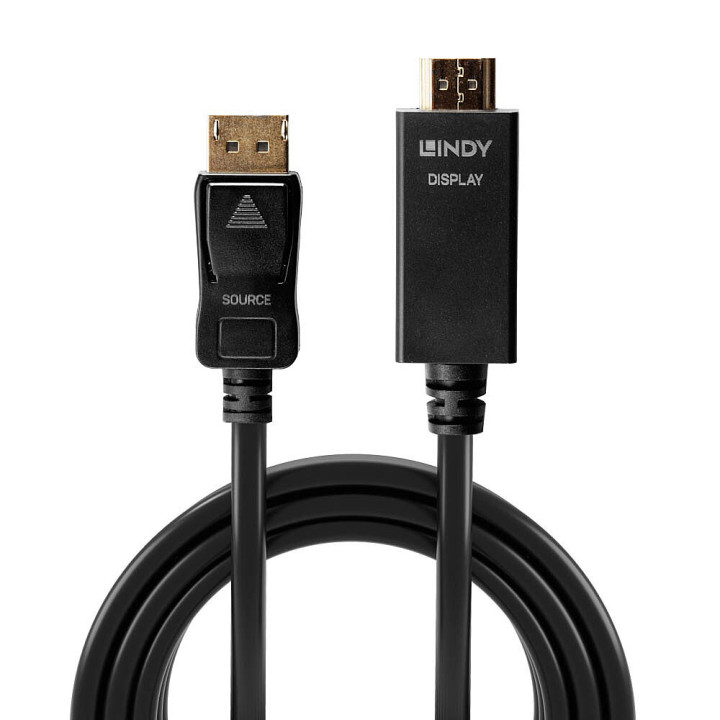 Lindy 36922 adaptador de cabo de vídeo 2 m DisplayPort HDMI Type A (Standard) Preto
