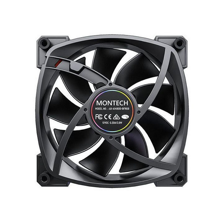 Ventoinha Montech RX140 PWM ARGB PWM 140mm Preto (Reversed Fan Blades)