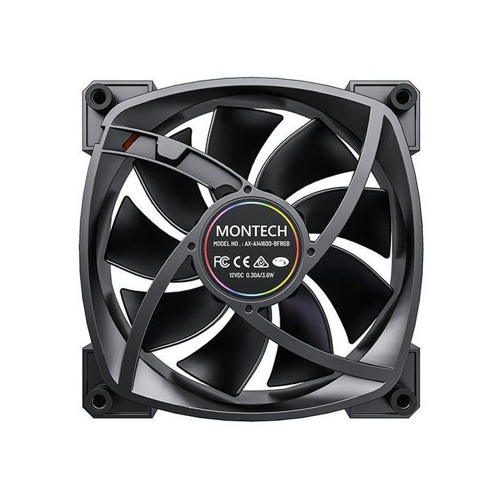 Ventoinha Montech AX140 PWM ARGB PWM 140mm Preto