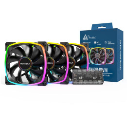 Ventoinha Montech AX120 PWM ARGB PWM 120mm Preto (Pack 3)