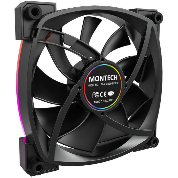 Ventoinha Montech AX120 PWM ARGB PWM 120mm Preto (Pack 3)