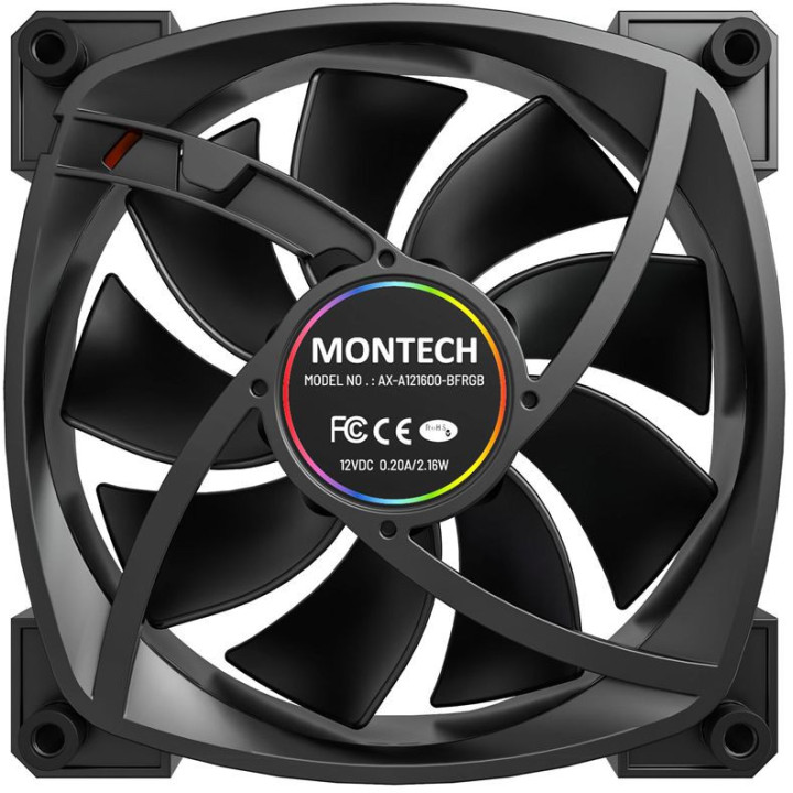 Ventoinha Montech AX120 PWM ARGB PWM 120mm Preto (Pack 3)
