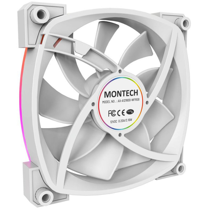 Ventoinha Montech AX120 PWM ARGB PWM 120mm Branco (Pack 3)