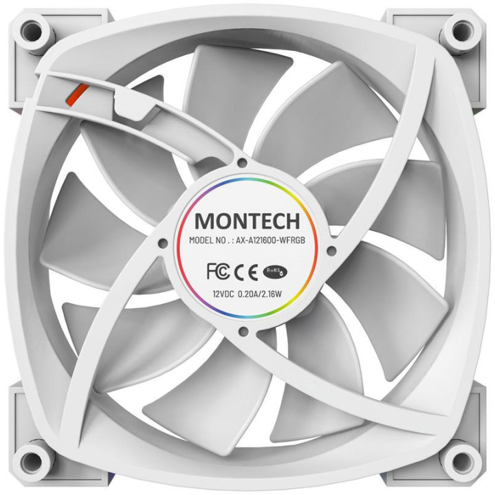 Ventoinha Montech AX120 PWM ARGB PWM 120mm Branco (Pack 3)