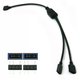 Cabo Spliter ARGB LED 3 pinos 5V(F) p/ 2X 3P 5V(F/M) PRETO 3P 30cm