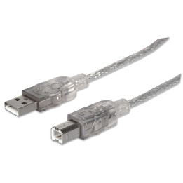 Manhattan 340458 cabo USB USB 2.0 3 m USB A USB B Prateado
