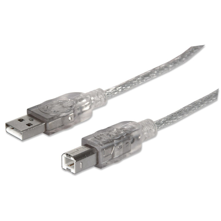 Manhattan 340458 cabo USB USB 2.0 3 m USB A USB B Prateado