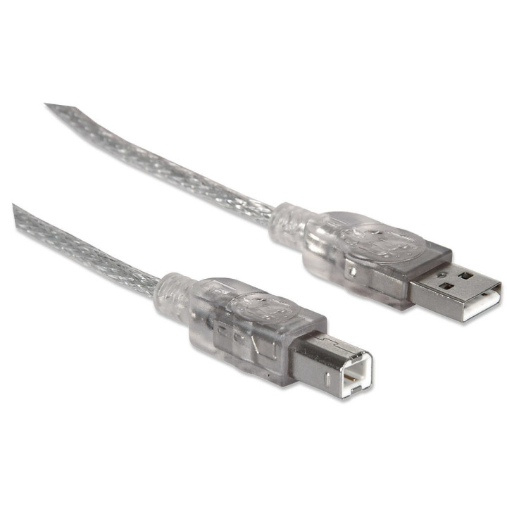 Manhattan 340458 cabo USB USB 2.0 3 m USB A USB B Prateado