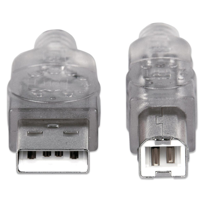 Manhattan 340458 cabo USB USB 2.0 3 m USB A USB B Prateado