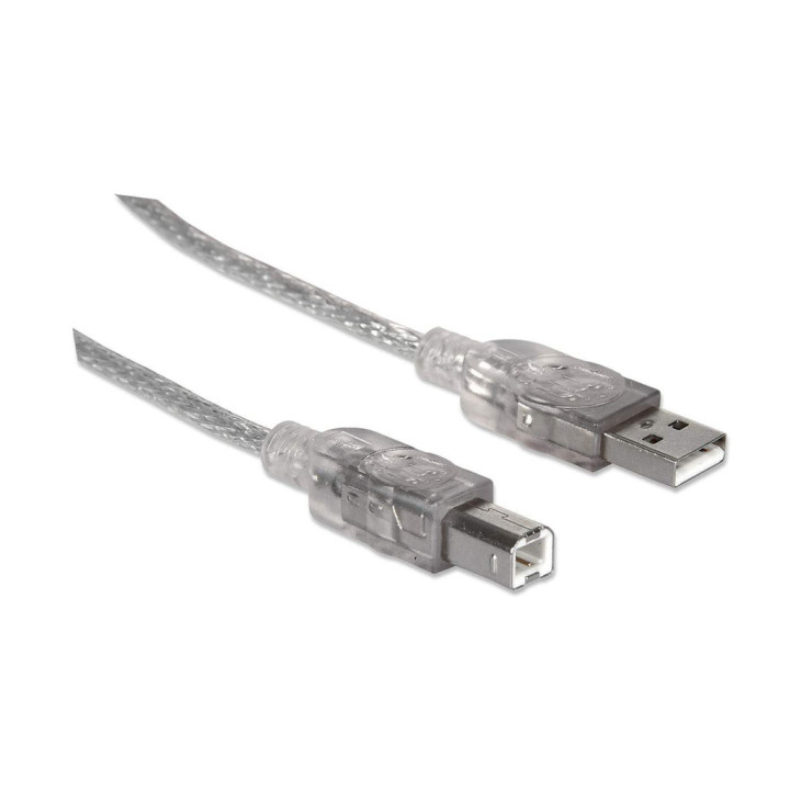 Manhattan 333405 cabo USB USB 2.0 1,8 m USB A USB B Prateado