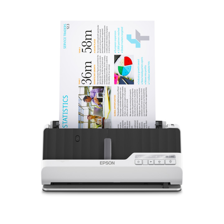 Epson DS-C490 Scanner ADF + alimentado por folhas 600 x 600 DPI A4 Preto, Branco