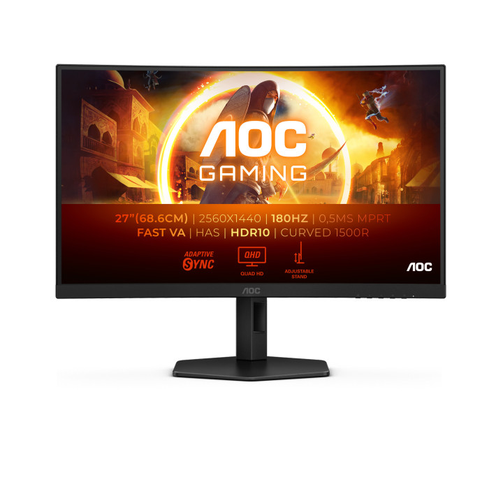 AOC G4 CQ27G4X monitor de ecrã 68,6 cm (27") 2560 x 1440 pixels Quad HD LCD Preto