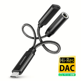 Axagon ADA-HCPD cabo de áudio 0,1 m USB-C, 3.5 mm USB-C Preto